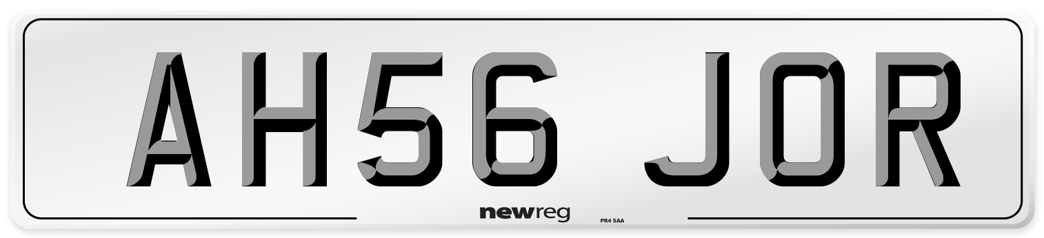 AH56 JOR Number Plate from New Reg